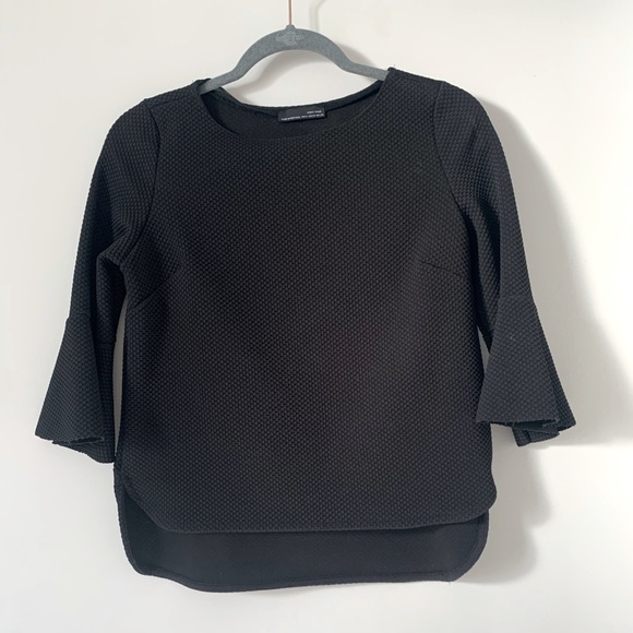Zara Boxy Waffle Blouse with Bell Sleeves - Picture 1 of 3